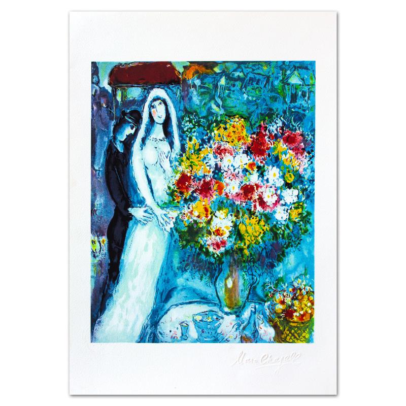 Chagall、LE COUPLE、希少画集画、新品額装付 Marc Chagall 艺术家和他的新娘, 1980, 88×116 厘米：作品描述